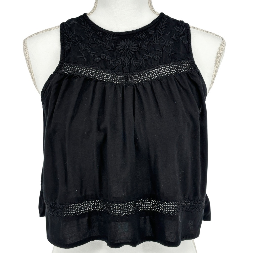 Aritzia TNA Lace Crop Top Black Womens Small Open Back Sleeveless Boho Festival